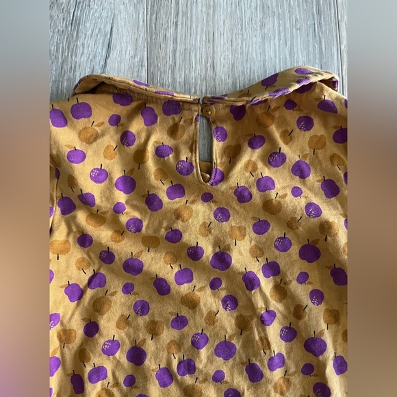 Tea Collection Girls Apple/Plum Polka Dot Dress Yellow Collared Long Sleeves - 7 - Picture 8 of 8